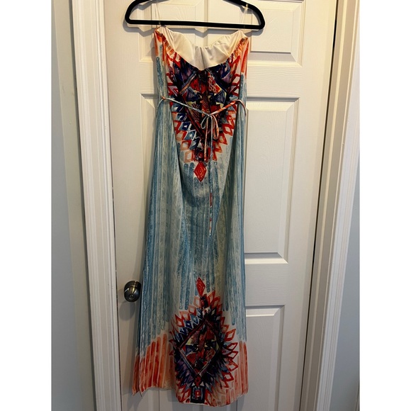 Pink Owl Aztec Burst Maxi Dress size Large Coral, blue, and purple - Picture 4 of 6